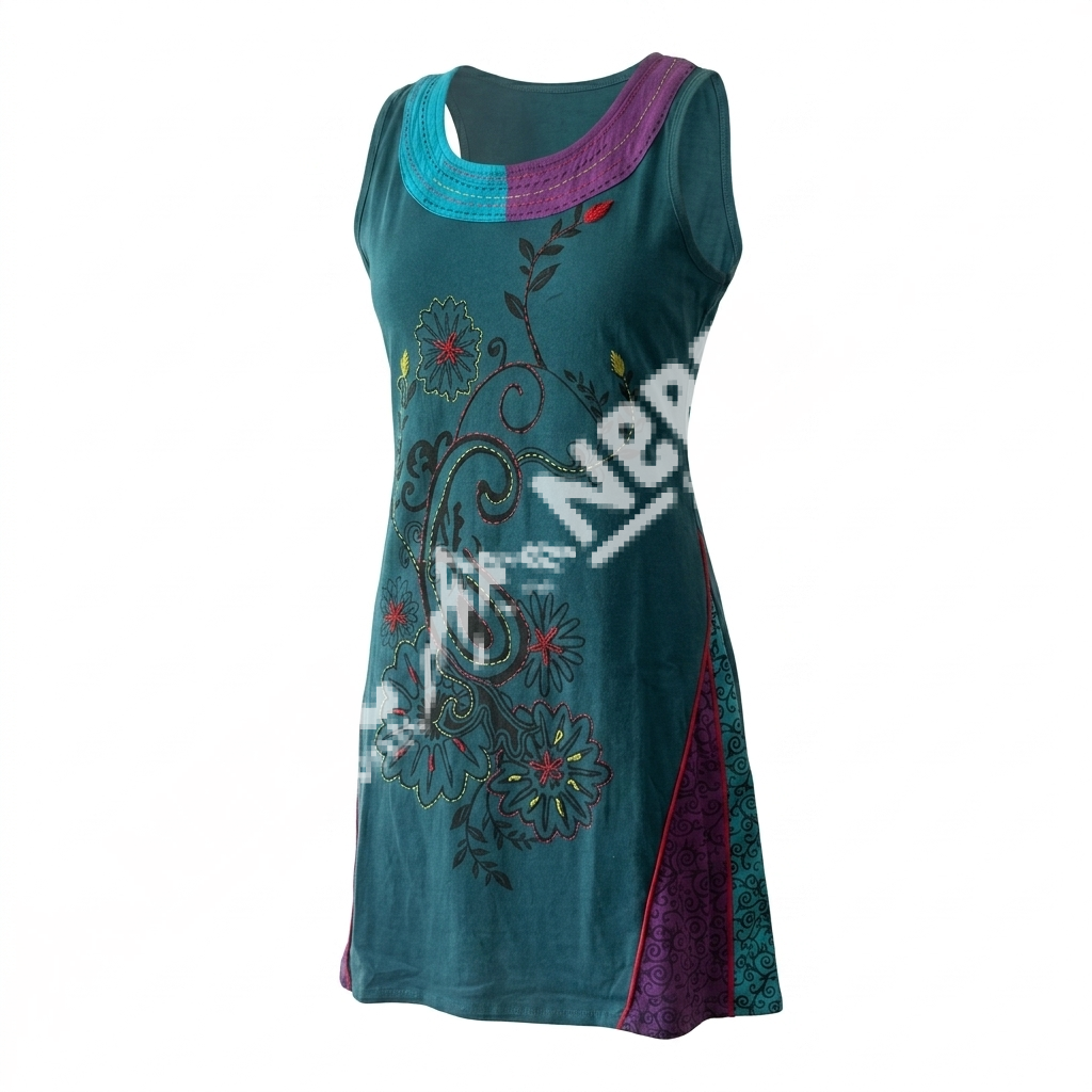 Sleeveless Green Cotton Dress