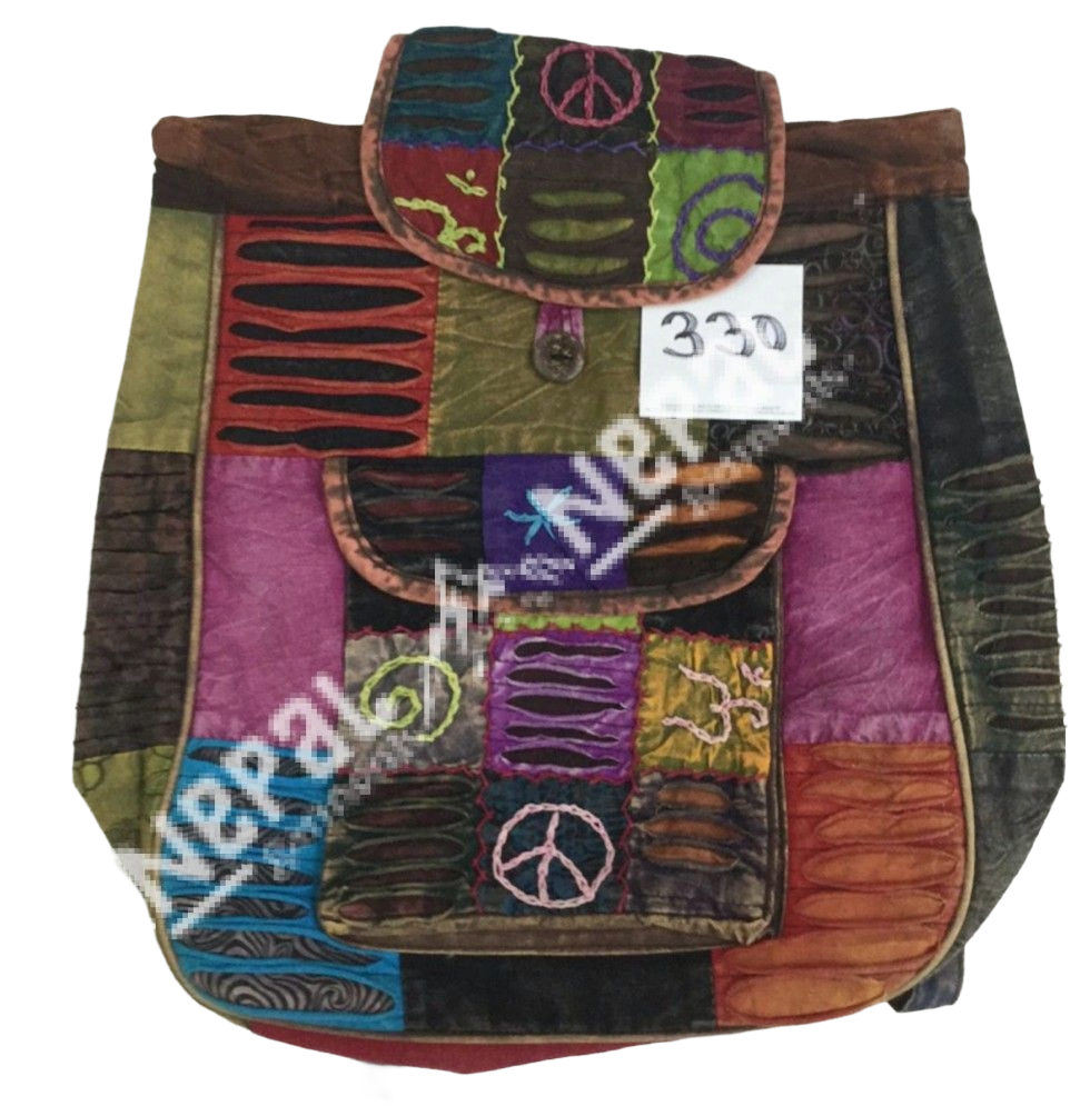 Hippie Cotton Razor Cut & Stonewash Single Pocket Backpack